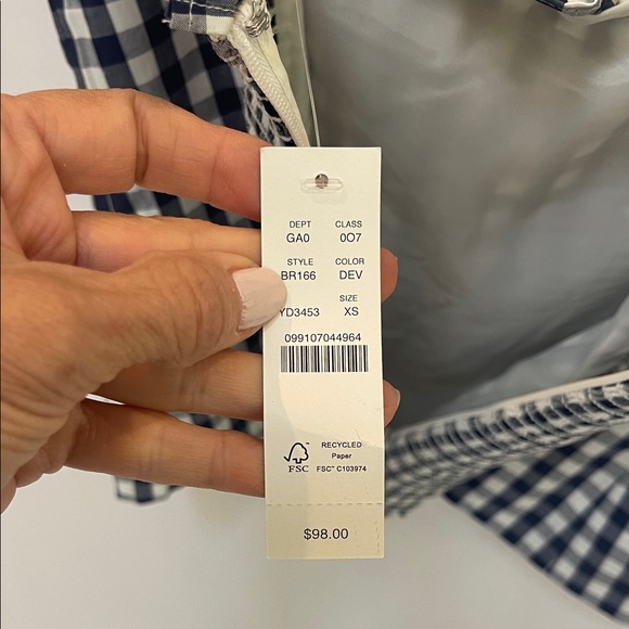 JCrew Navy and White Gingham Ruffle Top - Picture 5 of 7